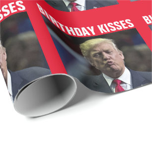 DONALD TRUMP BIRTHDAY KISS WRAPPINGPAPIER CADEAUPAPIER