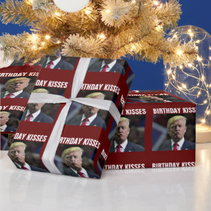 DONALD TRUMP BIRTHDAY KISS WRAPPINGPAPIER CADEAUPAPIER