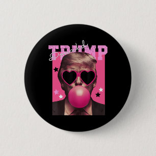 Donald Trump Blaast Bubble Gum Roze Zonnebril Trum Ronde Button 5,7 Cm