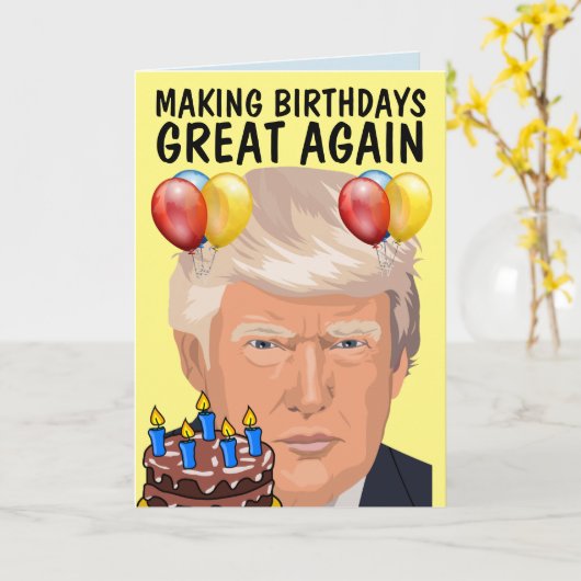 DONALD TRUMP Cartes de voeux d'anniversaire amusan (Fleur jaune)