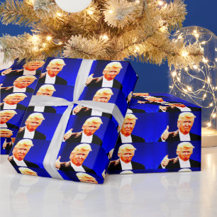 DONALD TRUMP DUMBS UP CHRISTMAS WRAPPING PAPER CADEAUPAPIER