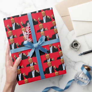 DONALD TRUMP DUMBS UP CHRISTMAS WRAPPING PAPER CADEAUPAPIER