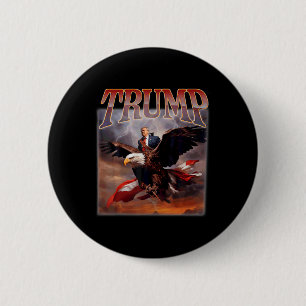 Donald Trump Eagle USA President 2024 Neem Amerika Ronde Button 5,7 Cm