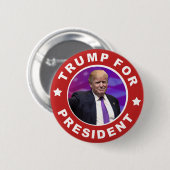 Donald Trump for President Photo Retro Red Button (Voorkant /achterkant)