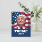 Donald Trump Foto Amerikaanse vlag - President 202 Briefkaart (Staand voorkant)