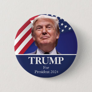 Donald Trump Foto - President 2024 Pinback Ronde Button 5,7 Cm
