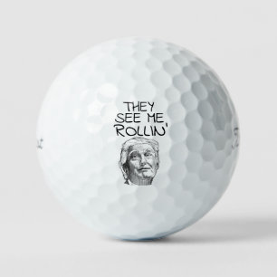 DONALD TRUMP FUNNY GOLF BALLS ROLLIN" GOLFBALLEN