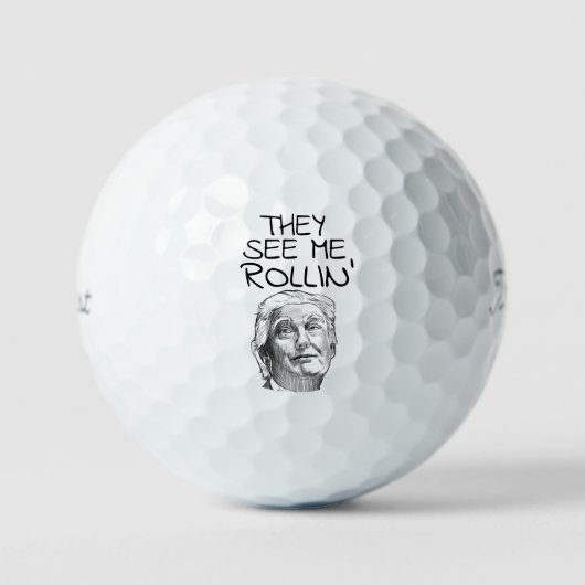 DONALD TRUMP FUNNY GOLF BALLS ROLLIN" GOLFBALLEN (Voorkant)