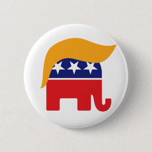 Donald Trump GOP Olifant Haar Ronde Button 5,7 Cm