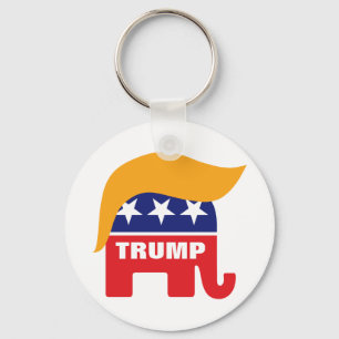 Donald Trump Hair GOP Elephant Logo Sleutelhanger