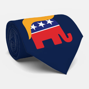 Donald Trump Hair GOP Elephant Logo Stropdas