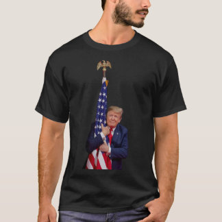 Donald Trump Hugging American Flag Sticker.png T-shirt
