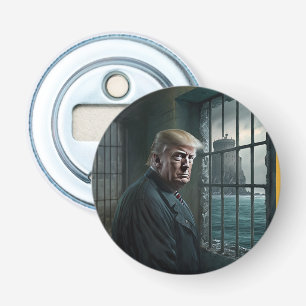 Donald Trump in de gevangenis van Alcatraz Button Flesopener