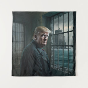 Donald Trump in de gevangenis van Alcatraz Wandkleed