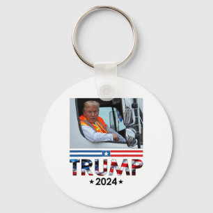 Donald Trump in Garbyge Truck Team Garge voor Trum Sleutelhanger