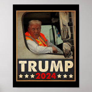 Donald Trump in vuilniswagen Team Garbage voor Tru Poster
