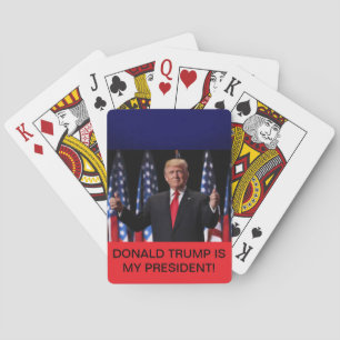 Donald Trump is mijn President op een kaartdek Pokerkaarten