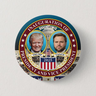 Donald Trump J.D. Vance inauguratie 20 jan. 2025 Ronde Button 5,7 Cm