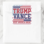 Donald Trump JD Vance 2024 Houd Amerika Groot Vierkante Sticker (Tas)