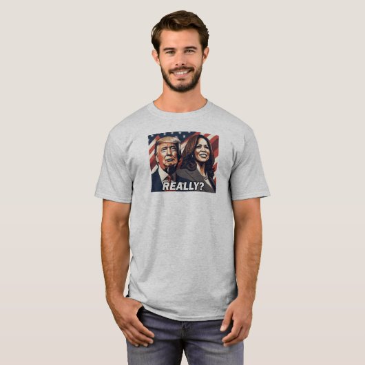 Donald Trump Kamala Harris echt? T-shirt (Voorkant volledig)