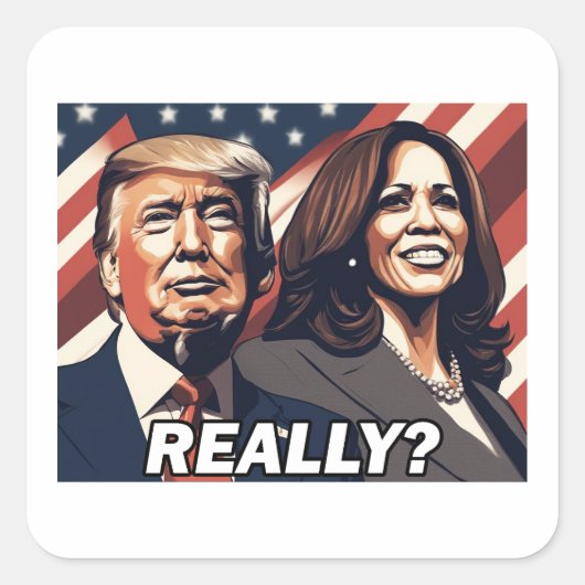 Donald Trump Kamala Harris echt? Vierkante Sticker (Voorkant)