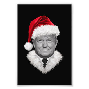 Donald Trump Kerst Grappig Santa Hat Gift Foto Afdruk