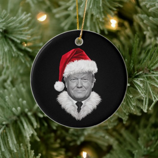 Donald Trump Kerst Grappig Santa Hat Gift Keramisch Ornament (Boom)