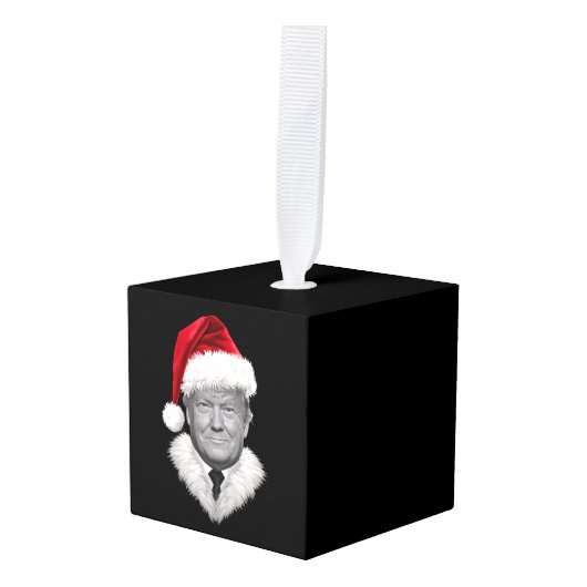 Donald Trump Kerst Grappig Santa Hat Gift Kubus Ornament (Voorkant hoekig)