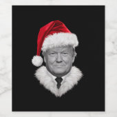 Donald Trump Kerst Grappig Santa Hat Gift Wijn Etiket (Enkel label)