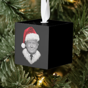 Donald Trump Kerst Grappige Sinterklaas Hoed Cadea Kubus Ornament