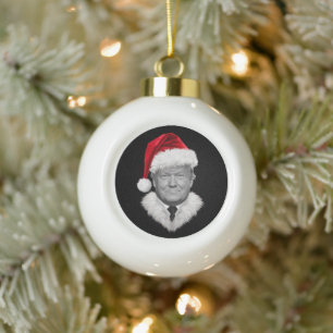 Donald Trump Kerst Moppertje Kerstman Hoed Cadeau Keramische Bal Ornament
