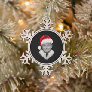Donald Trump Kerst Moppertje Kerstman Hoed Cadeau Tin Sneeuwvlok Ornament
