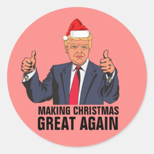 DONALD TRUMP KERST STICKERS, GROOT WEER RONDE STICKER