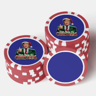Donald Trump Kerstman Hoed Duimen Up Poker Chips