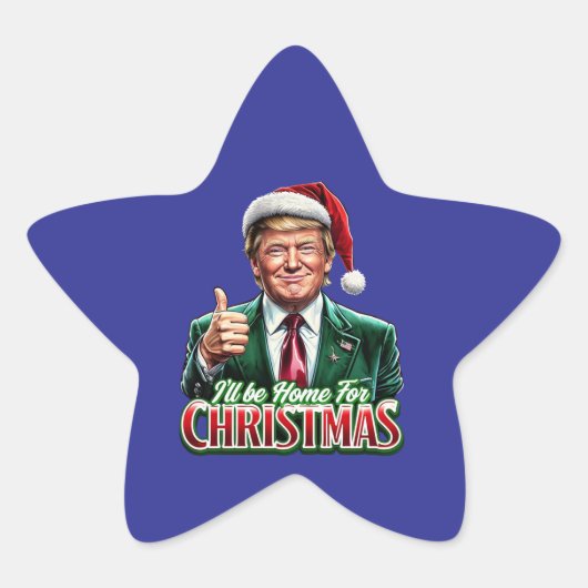 Donald Trump Kerstman Hoed Duimen Up Ster Sticker (Voorkant)