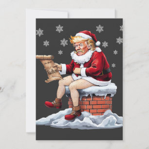 Donald Trump Kerstman Poepend omlaag door de Schoo Feestdagenkaart