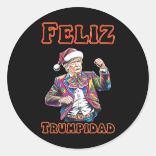Donald Trump Kerstmis Feliz Trumpidad 1 Ronde Sticker