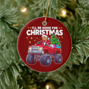 Donald Trump Kerstmis Ik zal thuis zijn voor Ker Keramisch Ornament