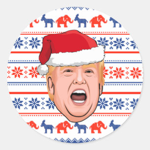 DONALD TRUMP Kerstmis Ronde Sticker