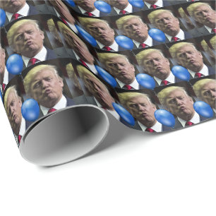 DONALD TRUMP KISS BIRTHDAY FUNNY WRAPPING PAPER CADEAUPAPIER
