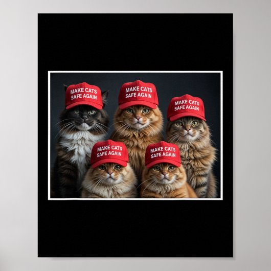 Donald Trump Make Cats Safe Again Red Hat 2024 Det Poster (Voorkant)