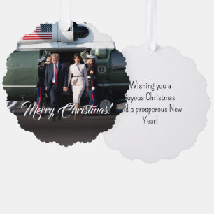 Donald Trump & Melania Militaire Kerstmis Custom Ornament Kaart