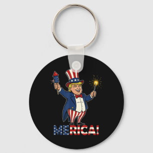 Donald Trump Merica op 4 juli vuurwerk Patrioti Sleutelhanger