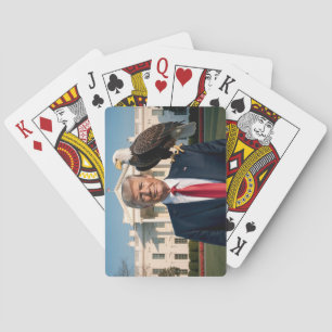 Donald Trump met de Amerikaanse adelaar op zijn sc Pokerkaarten