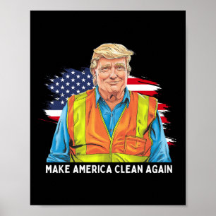 Donald Trump met Garage Arbeiders Vest Maak Amerik Poster
