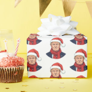 Donald Trump met kerstman Pet vrolijk kerstfeest Cadeaupapier