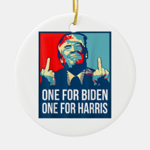 Donald Trump Middle Finger Biden Harris America Re Keramisch Ornament