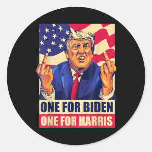 Donald Trump Middle Finger Biden Harris America Re Ronde Sticker