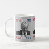 Donald Trump Mugshot gezocht voor President 2024 Koffiemok (Links)