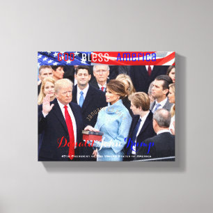 Donald Trump neemt zijn eed over Kantoor POTUS Canvas Afdruk